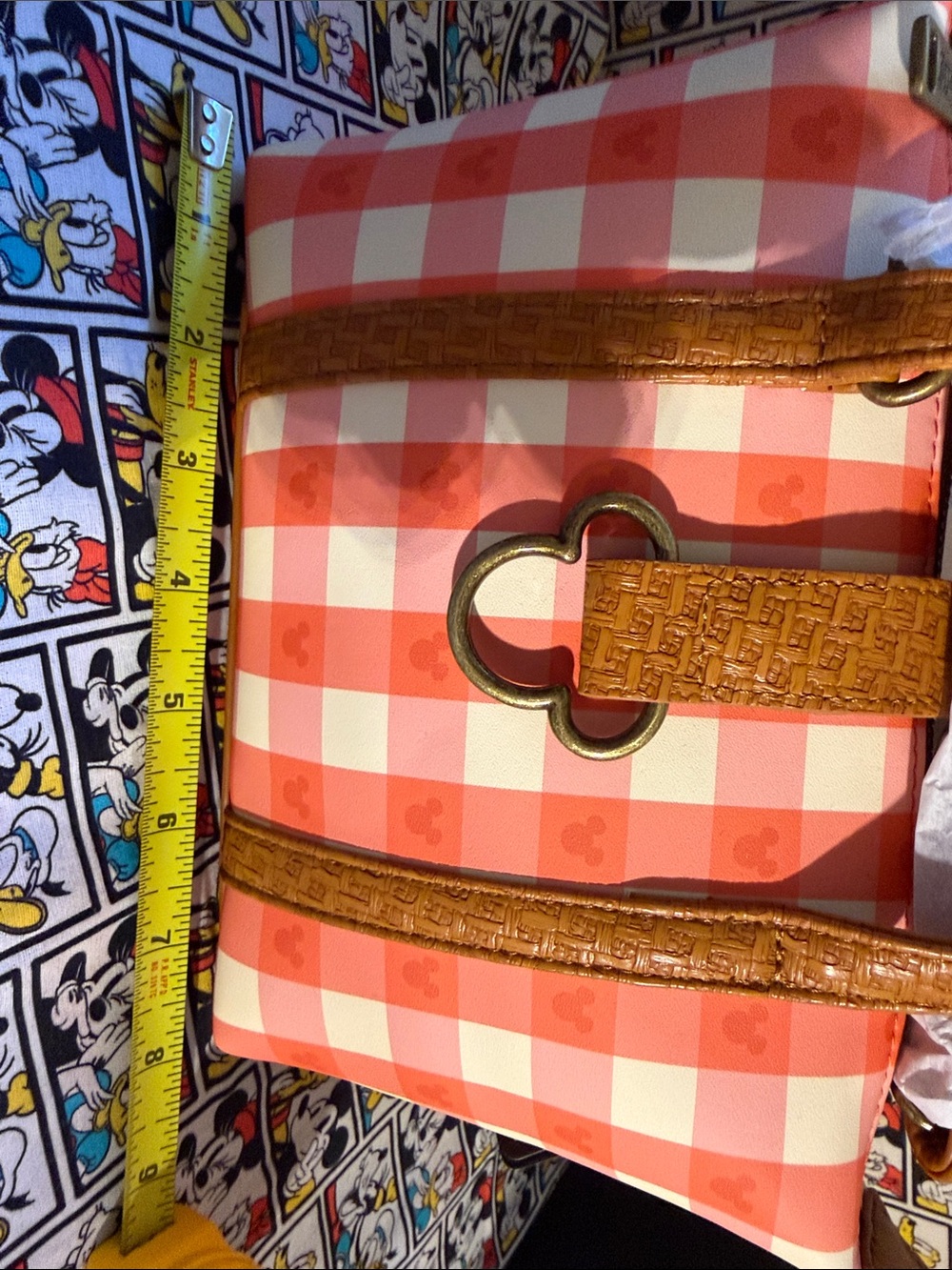 Loungefly Disney Mickey Mouse Gingham Picnic Basket Crossbody/Purse Bag, NWT - Picture 9 of 11